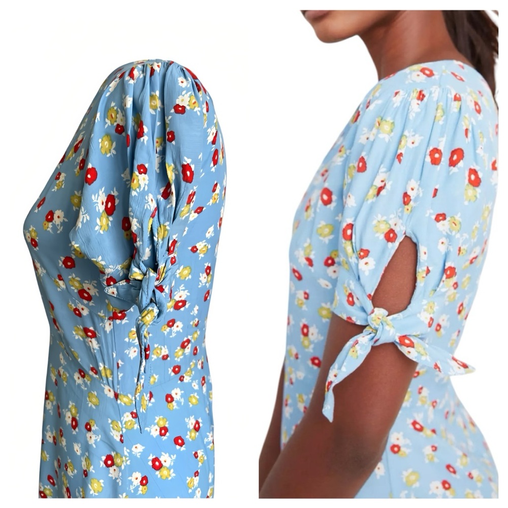 Faithfull The Brand Erin Midi Dress – Blue Ditsy Floral – Size 2 (XS) - Picture 3 of 8